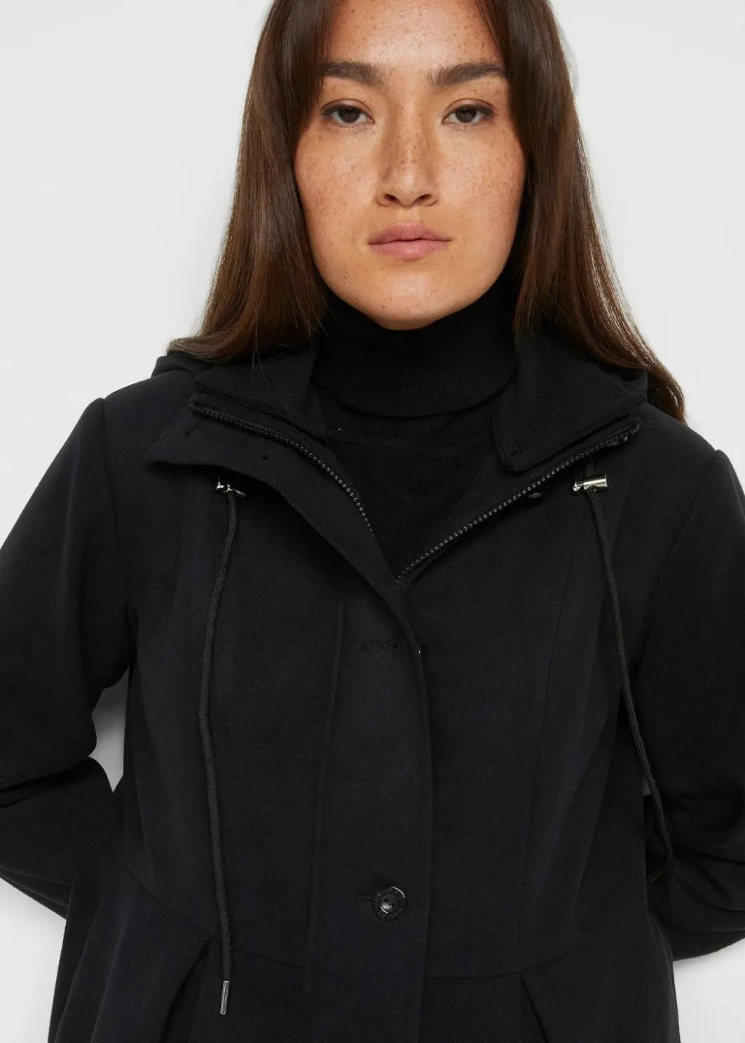 Damen bonprix Bekleidung·Hosen|Jacken & Mäntel|Mantel mit Kapuze und Bundfalten, A-Linie