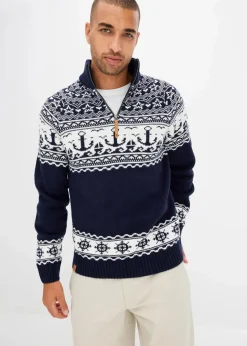 Herren bonprix Große Größen|Pullover & Strickjacken|Maritimer Norweger-Troyer