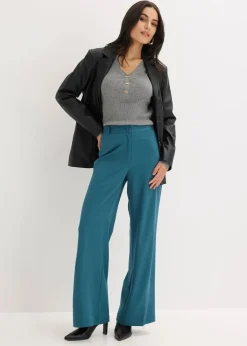 Damen bonprix Kurzgrößen|Bekleidung·Kleider|Marlenehose mit Bequembund
