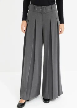 Damen bonprix Kurzgrößen|Bekleidung·Kleider|Marlenehose aus fließendem Viskose-Mix