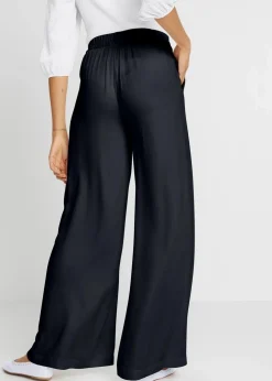 Outlet Marlenehose aus leicht glänzender Viskose Damen Bekleidung·Kleider|Hosen