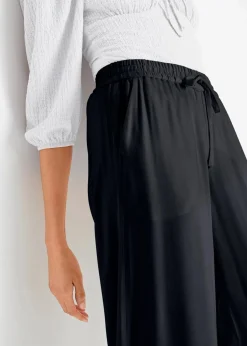 Outlet Marlenehose aus leicht glänzender Viskose Damen Bekleidung·Kleider|Hosen