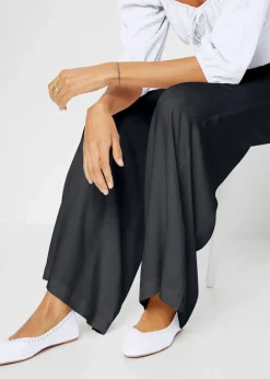 Outlet Marlenehose aus leicht glänzender Viskose Damen Bekleidung·Kleider|Hosen