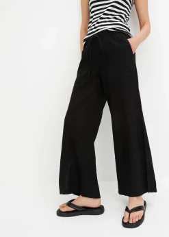Outlet Marlenehose aus Leinen Damen Hosen|Bekleidung·Kleider