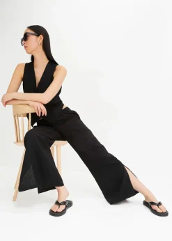 Outlet Marlenehose aus Leinen Damen Hosen|Bekleidung·Kleider