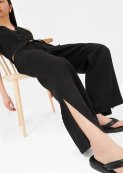 Outlet Marlenehose aus Leinen Damen Hosen|Bekleidung·Kleider