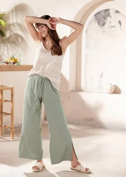 Hot Marlenehose aus Leinen Damen Bekleidung·Kleider|Hosen