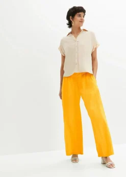 Damen bonprix Bekleidung·Kleider|Hosen|Marlenehose aus luftigem Leinen-Mix