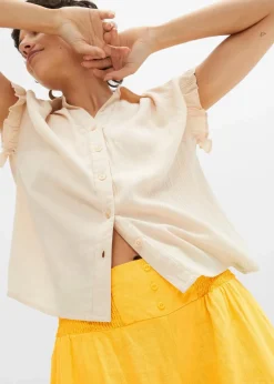 Damen bonprix Bekleidung·Kleider|Hosen|Marlenehose aus luftigem Leinen-Mix