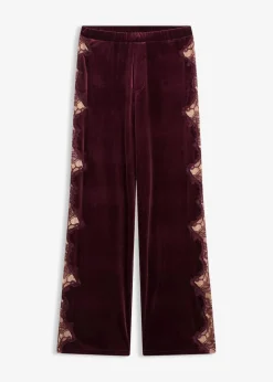 Damen bonprix Hosen|Bekleidung·Kleider|Marlenehose aus softem Samt mit Spitzeneinsatz