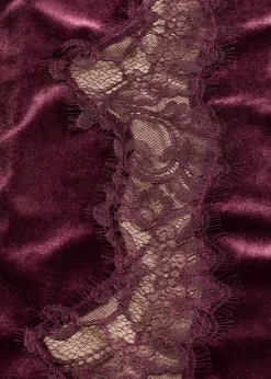 Damen bonprix Hosen|Bekleidung·Kleider|Marlenehose aus softem Samt mit Spitzeneinsatz