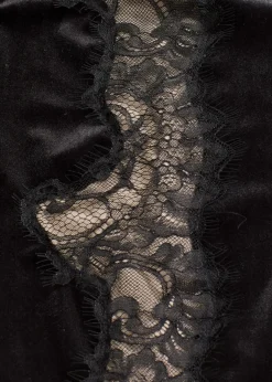 Damen bonprix Bekleidung·Kleider|Hosen|Marlenehose aus softem Samt mit Spitzeneinsatz