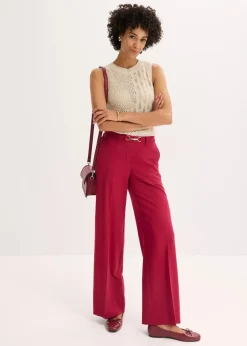 Damen bonprix Hosen|Bekleidung·Kleider|Marlenehose mit Ziergürtel