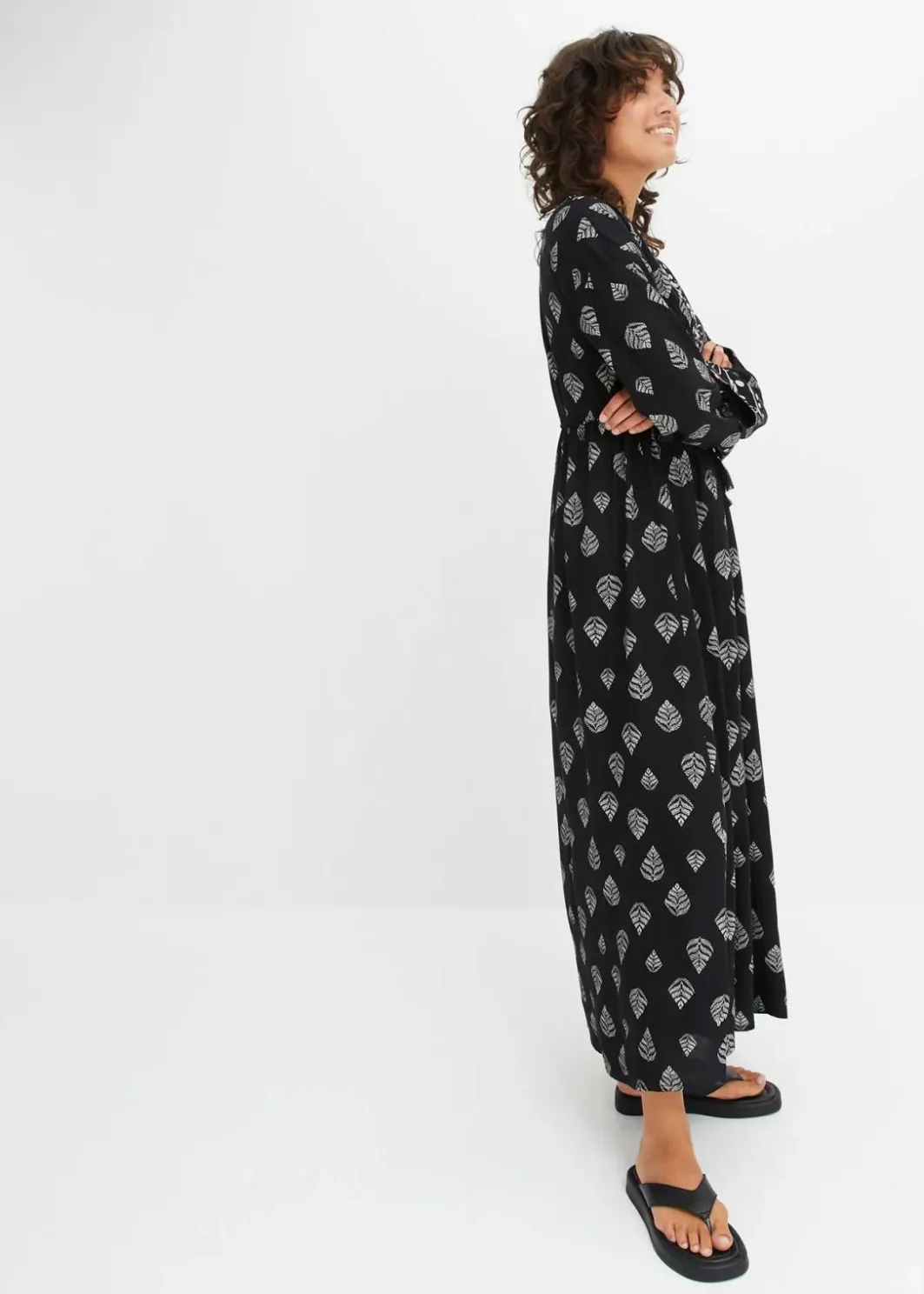 Damen bonprix Kleider|Nachhaltigere Materialien|Maxi Webkleid aus Viskose
