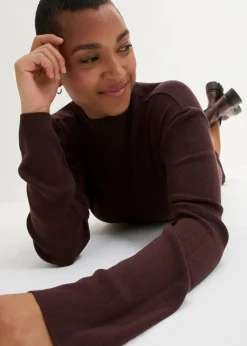 Damen bonprix Bekleidung·Umstandsmode|Bekleidung·Pullover & Strickjacken|Maxi-Feinstrickkleid aus fließendem Viskose-Mix
