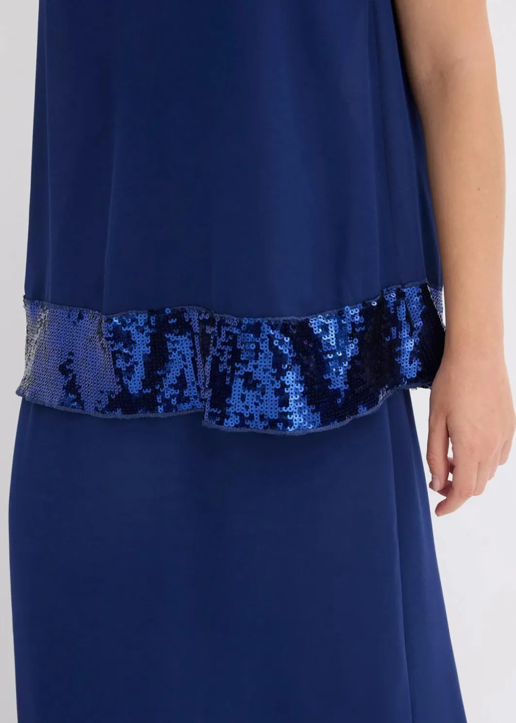 Damen bonprix Festliche Mode|Kleider|Maxikleid aus feinem Georgette mit Pailletten