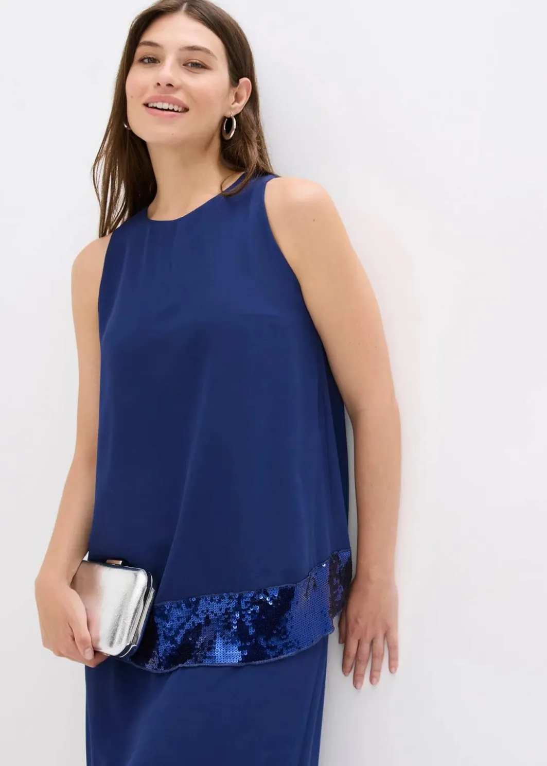Damen bonprix Festliche Mode|Kleider|Maxikleid aus feinem Georgette mit Pailletten