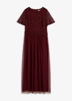 Damen bonprix Kleider|Festliche Mode|Maxikleid aus feinem Tüll mit Paillettenstickerei