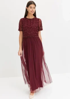 Damen bonprix Kleider|Festliche Mode|Maxikleid aus feinem Tüll mit Paillettenstickerei