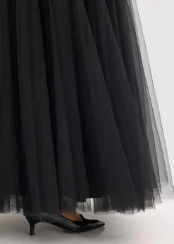 Outlet Maxikleid aus feinem Tüll mit Paillettenstickerei Damen Bekleidung·Pullover & Strickjacken|Festliche Mode