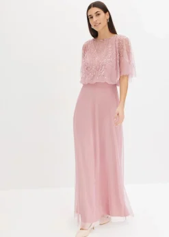 Damen bonprix Bekleidung·Pullover & Strickjacken|Festliche Mode|Maxikleid aus feinem Tüll mit Paillettenstickerei