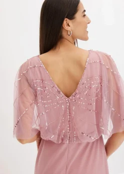 Damen bonprix Bekleidung·Pullover & Strickjacken|Festliche Mode|Maxikleid aus feinem Tüll mit Paillettenstickerei
