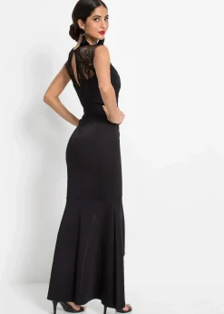 Sale Maxikleid aus fester Scuba-Qualität mit Spitze Damen Kurzgrößen|Kurzgrößen