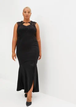 Sale Maxikleid aus fester Scuba-Qualität mit Spitze Damen Kurzgrößen|Kurzgrößen