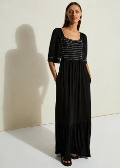 Maxikleid aus fließendem Viskose-Mix Damen Bekleidung·Pullover & Strickjacken|Kleider
