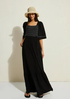 Maxikleid aus fließendem Viskose-Mix Damen Bekleidung·Pullover & Strickjacken|Kleider