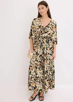 Damen bonprix Kleider|Maxikleid aus fließender Viskose mit Pailletten
