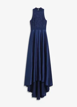 Maxikleid aus glänzendem Satin mit Spitze Damen Bekleidung·Pullover & Strickjacken|Festliche Mode