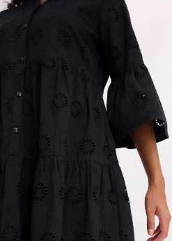 Damen bonprix Kleider|Maxikleid aus reiner Baumwolle mit Lochstickerei