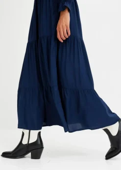 New Maxikleid aus reiner Viskose Damen Kleider|Bekleidung·Pullover & Strickjacken