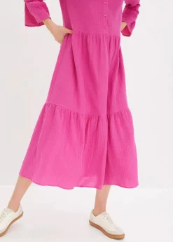 Hot Maxikleid aus weichem Musselin Damen Kleider|Bekleidung·Pullover & Strickjacken
