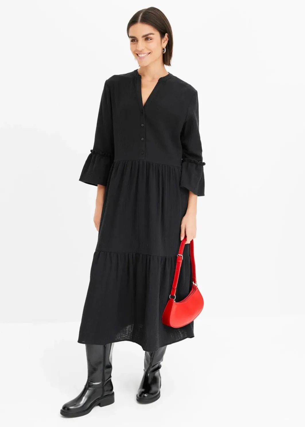 Damen bonprix Bekleidung·Pullover & Strickjacken|Kleider|Maxikleid aus weichem Musselin