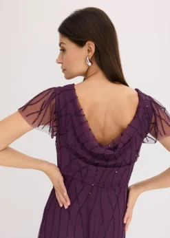 Damen bonprix Bekleidung·Pullover & Strickjacken|Festliche Mode|Maxikleid aus zartem Tüll mit Perlenstickerei
