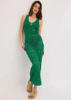 New Maxikleid in Häkeloptik Damen Bekleidung·Pullover & Strickjacken|Kleider