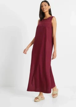 Damen bonprix Kleider|Bekleidung·Pullover & Strickjacken|Maxi-Kleid mit Leinen