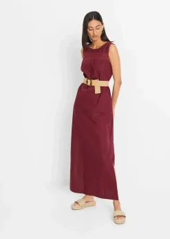 Damen bonprix Kleider|Bekleidung·Pullover & Strickjacken|Maxi-Kleid mit Leinen