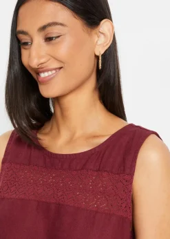 Damen bonprix Kleider|Bekleidung·Pullover & Strickjacken|Maxi-Kleid mit Leinen