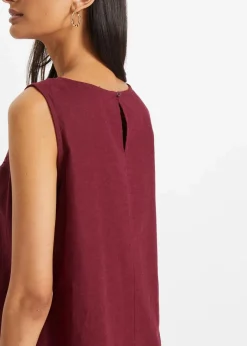 Damen bonprix Kleider|Bekleidung·Pullover & Strickjacken|Maxi-Kleid mit Leinen
