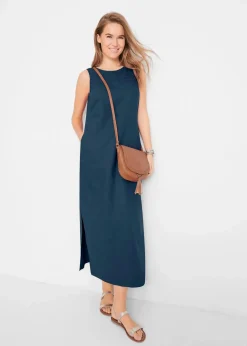 Damen bonprix Bekleidung·Pullover & Strickjacken|Kleider|Maxi-Kleid mit Leinen