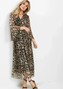 Damen bonprix Kleider|Maxikleid mit Leo-Druck
