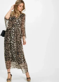 Damen bonprix Kleider|Maxikleid mit Leo-Druck