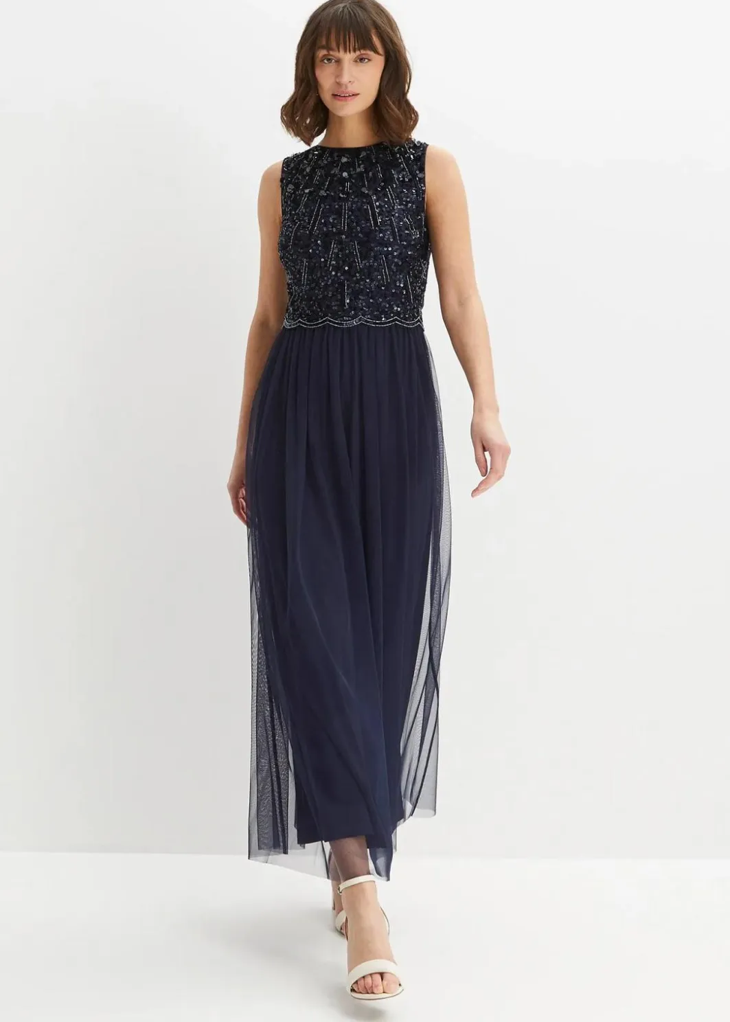 Damen bonprix Kleider|Festliche Mode|Maxikleid mit Paillettenstickerei
