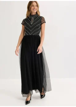 Discount Maxikleid mit Perlenstickerei Damen Bekleidung·Pullover & Strickjacken|Festliche Mode