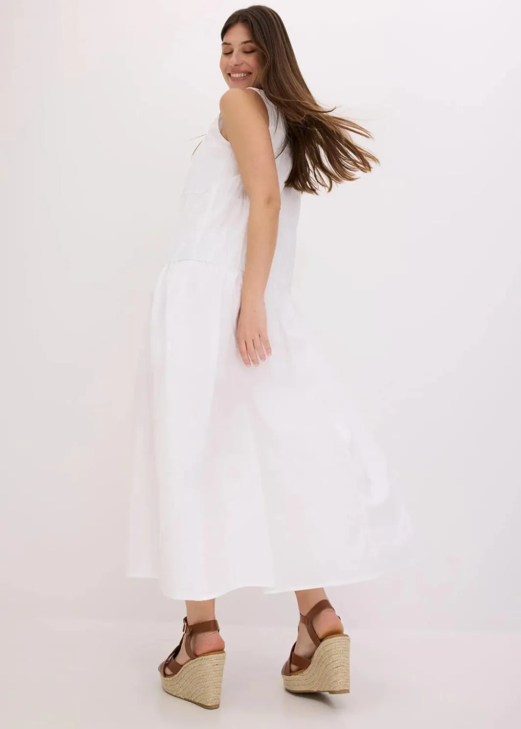 Best Maxikleid mit Raffungen aus Baumwolle Damen Bekleidung·Pullover & Strickjacken|Kleider