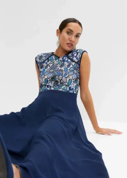 Damen bonprix Bekleidung·Pullover & Strickjacken|Festliche Mode|Maxikleid mit Spitze