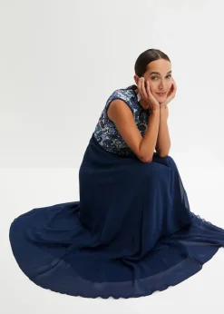 Damen bonprix Bekleidung·Pullover & Strickjacken|Festliche Mode|Maxikleid mit Spitze